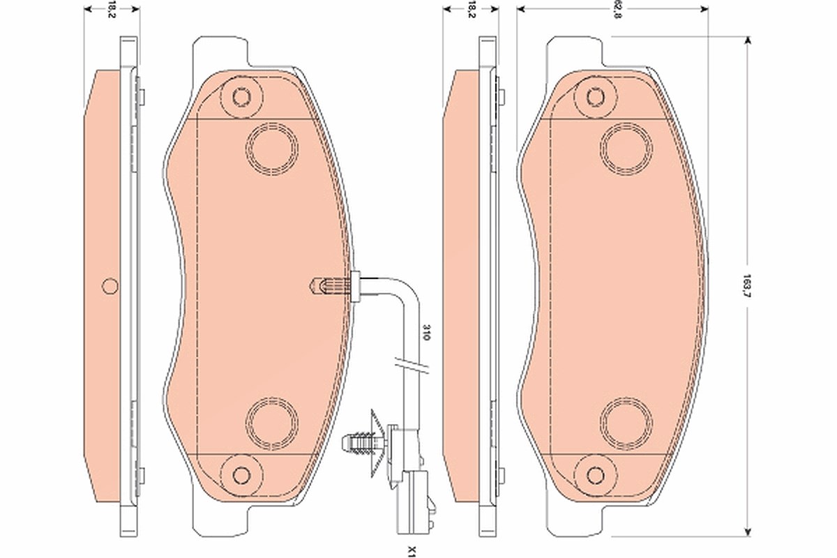 Trw Bremsbeläge mit VWK hinten (Satz) [Hersteller-Nr. GDB1885] für Opel, Vauxhall, Nissan, Renault