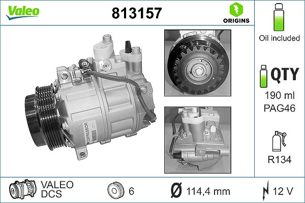 Valeo Kompressor, Klimaanlage [Hersteller-Nr. 813157] für Mercedes-Benz