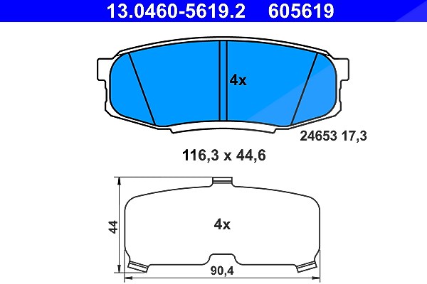 Ate Bremsbelagsatz, Scheibenbremse [Hersteller-Nr. 13.0460-5619.2] für Lexus, Toyota
