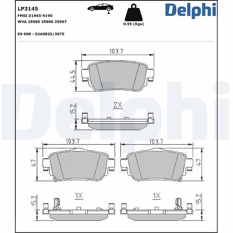 Delphi Bremsbelagsatz, Scheibenbremse [Hersteller-Nr. LP3145] für Renault, Nissan