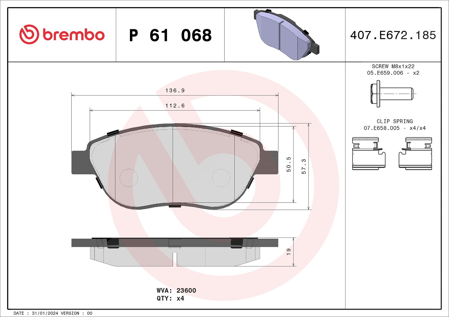 Für BREMBO KLOCKI SZCZEKI CYLINDERKI P 61 068X BRAKE PADS FRONT XTRA - Bild 10