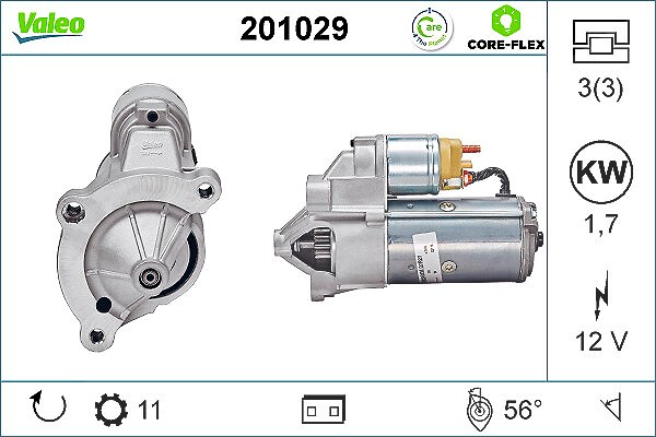Valeo Starter [Hersteller-Nr. 201029] für Fiat, Citroën, Suzuki, Peugeot, Hyundai, Lancia