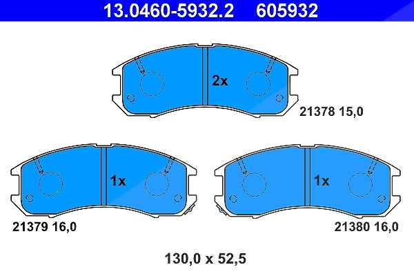 Ate Bremsbelagsatz, Scheibenbremse [Hersteller-Nr. 13.0460-5932.2] für Mazda, Ford Usa