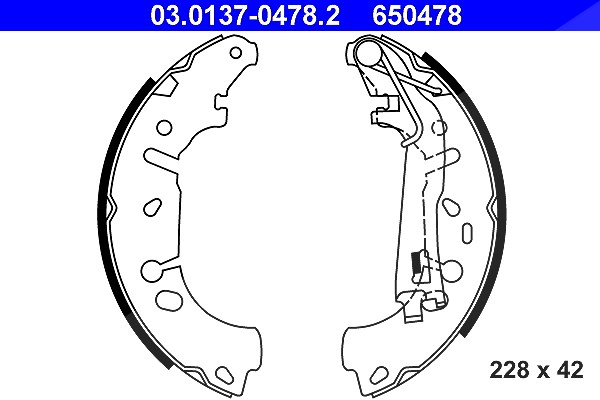Ate Bremsbackensatz Trommelbremse [Hersteller-Nr. 03.0137-0478.2] für Opel, Fiat, Vauxhall