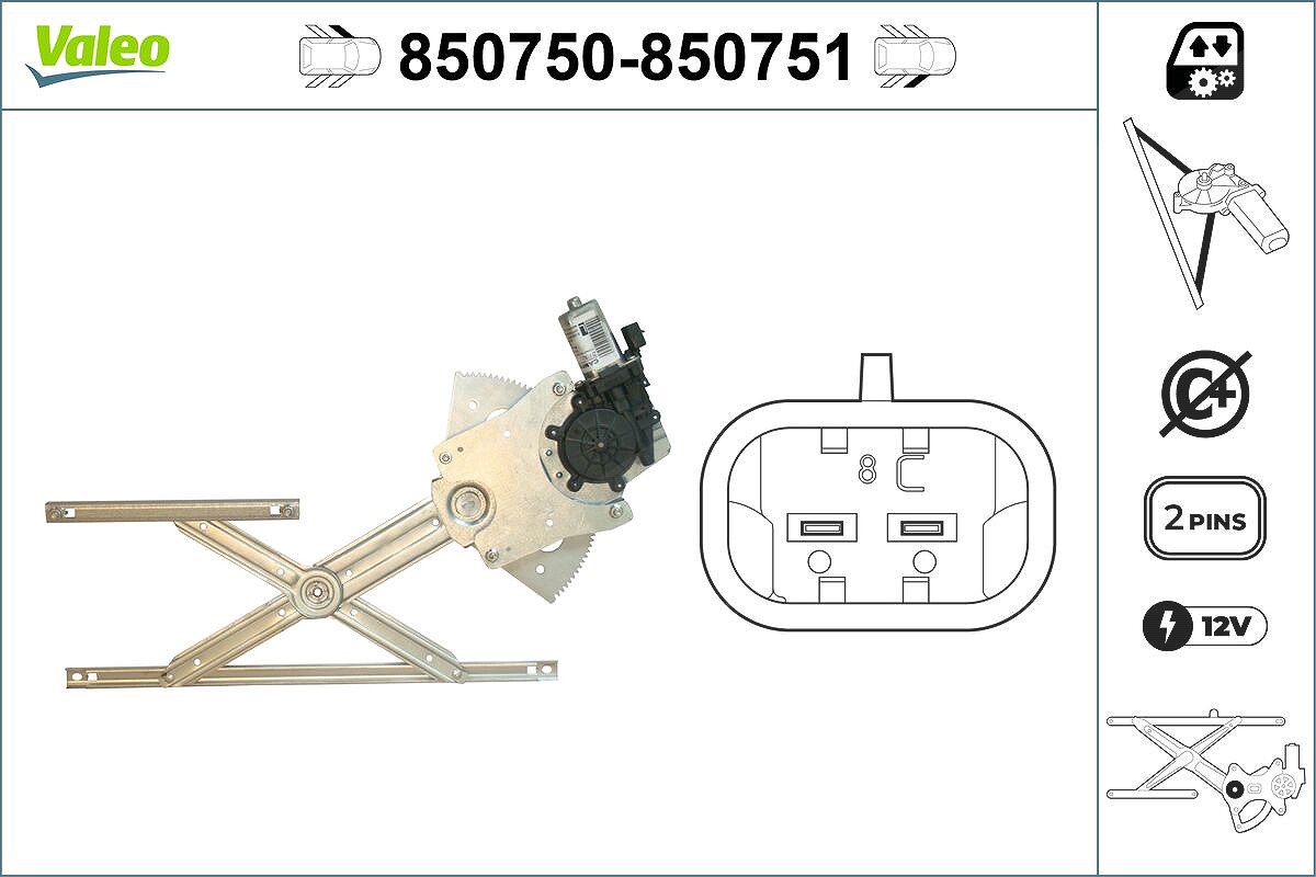 Valeo Fensterheber [Hersteller-Nr. 850750] für Suzuki, Fiat, Vauxhall, Opel