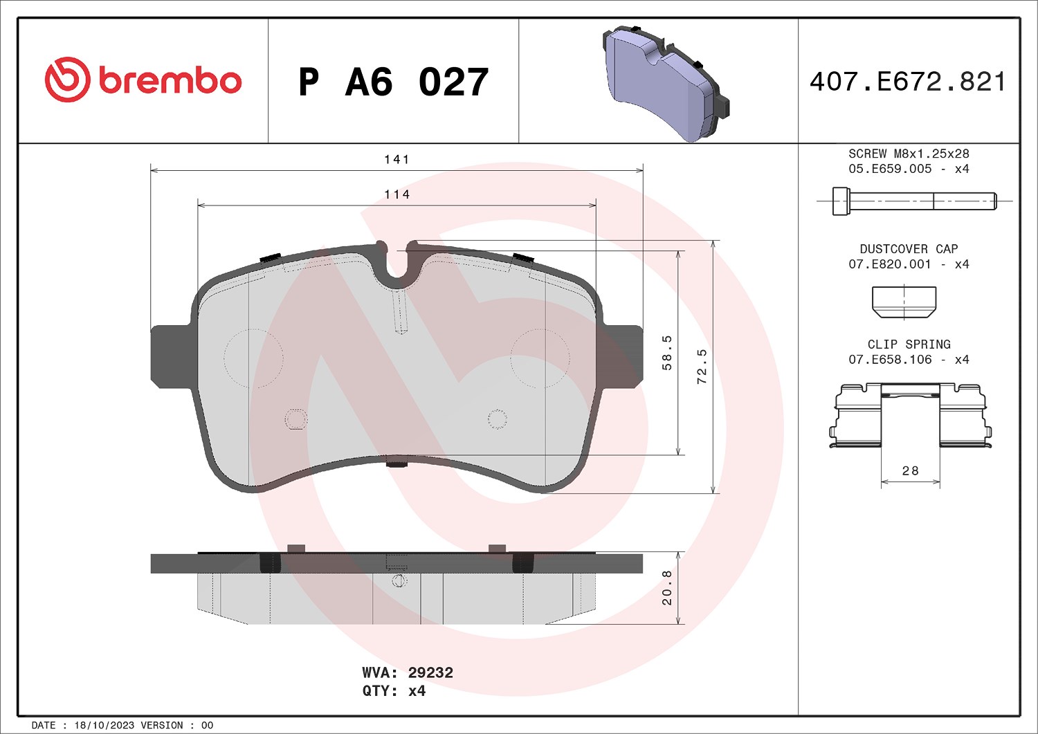 Brembo Bremsbelagsatz, Scheibenbremse [Hersteller-Nr. PA6027] für Iveco