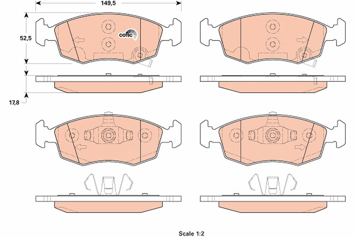 Trw Bremsbelagsatz, Scheibenbremse [Hersteller-Nr. GDB1921] für Chrysler, Lancia, Fiat