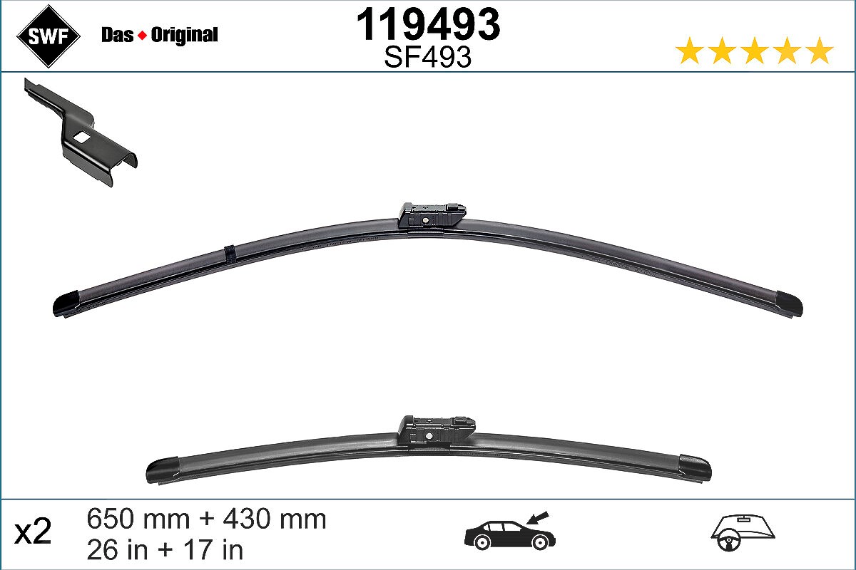 Swf Wischblatt [Hersteller-Nr. 119493] für Peugeot, BMW, Ds, Cupra, Volvo