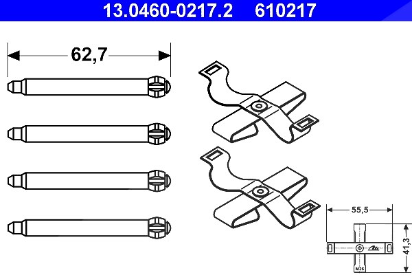 Ate Zubehörsatz, Scheibenbremsbelag [Hersteller-Nr. 13.0460-0217.2] für Opel, Vauxhall, Saab
