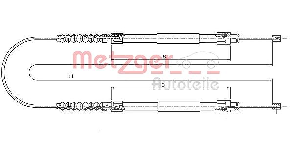 Metzger Autoteile Seilzug, Feststellbremse [Hersteller-Nr. 1171.11] für Peugeot, Fiat, Citroën