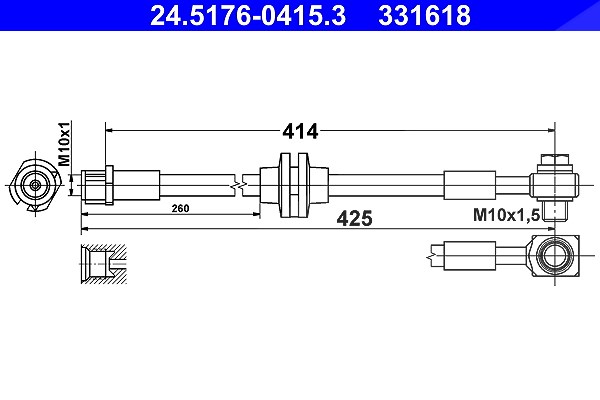 Ate Bremsschlauch [Hersteller-Nr. 24.5176-0415.3] für Vauxhall, Opel