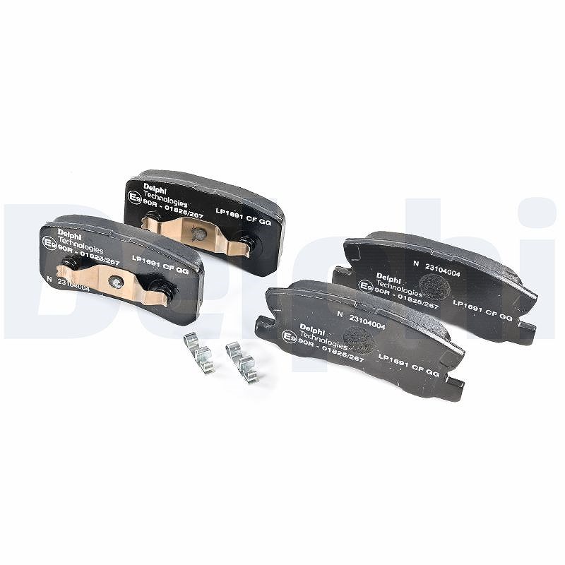 Delphi Bremsbelagsatz, Scheibenbremse [Hersteller-Nr. LP1691] für Chrysler, Dodge, Lancia, Citroën, Jeep, Peugeot, Mitsubishi
