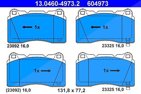 Ate Bremsbelagsatz, Scheibenbremse [Hersteller-Nr. 13.0460-4973.2] für Mitsubishi, Renault, Honda, Subaru