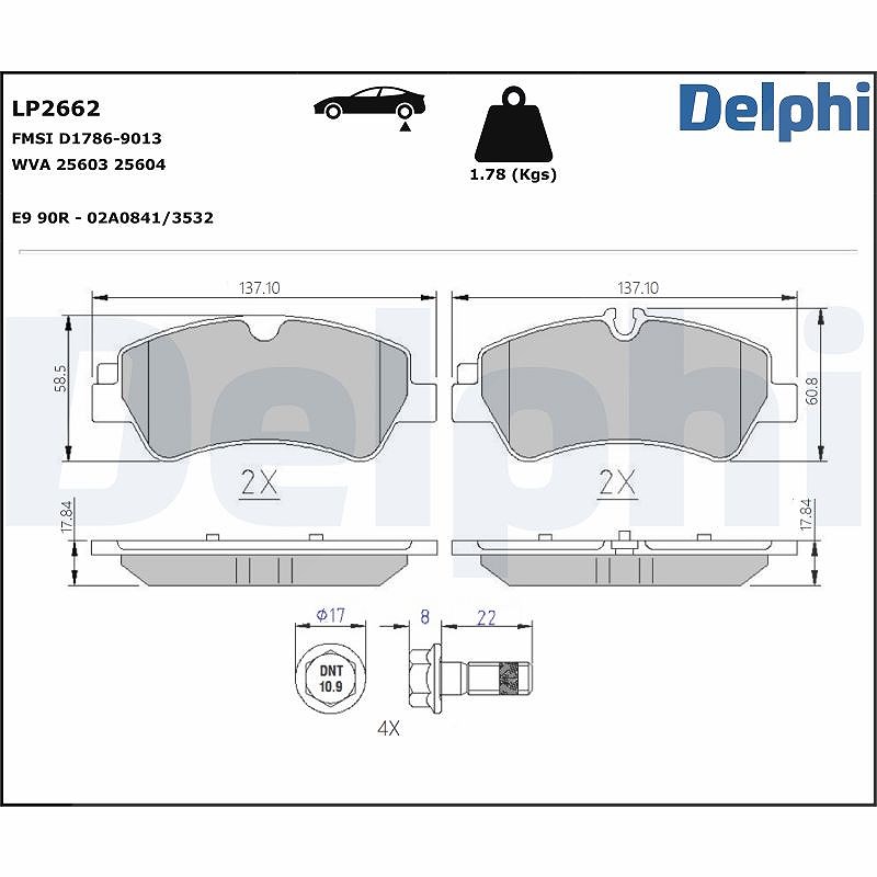 Delphi Bremsbeläge hinten (Satz) [Hersteller-Nr. LP2662] für Ford