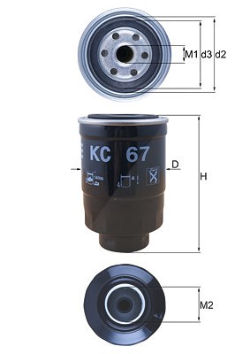 Mahle Kraftstofffilter [Hersteller-Nr. KC67] für Ford, Nissan, Ldv