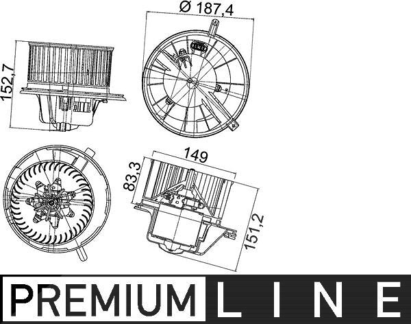 Mahle Innenraumgebläse [Hersteller-Nr. AB148000P] für Skoda, Seat, Audi, VW