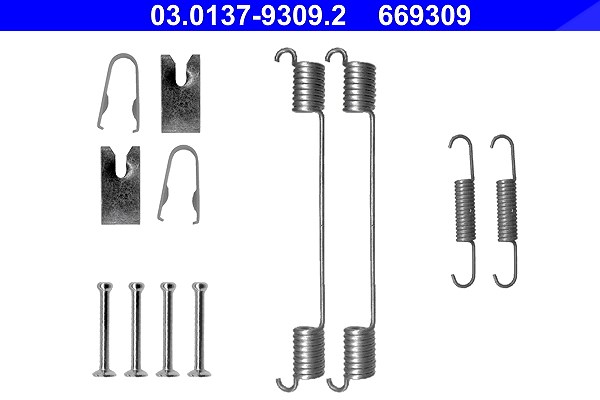 Ate Zubehörsatz Bremsbacken Trommelbremse [Hersteller-Nr. 03.0137-9309.2] für Lancia, Peugeot, Skoda, Opel, Seat, Renault, Vauxhall, Fiat, Smart, VW,