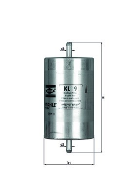 Mahle Kraftstofffilter [Hersteller-Nr. KL9] für Citroën, Jaguar, BMW, Daimler, VW, Peugeot, Mg, Alfa Romeo, Alpine, Alpina, Fiat, Nissan, Yugo, Land R