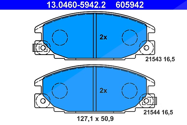 Ate Bremsbelagsatz, Scheibenbremse [Hersteller-Nr. 13.0460-5942.2] für Isuzu, Opel, Vauxhall