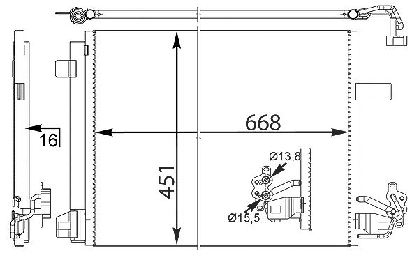 Mahle Kondensator, Klimaanlage [Hersteller-Nr. AC774000S] für VW