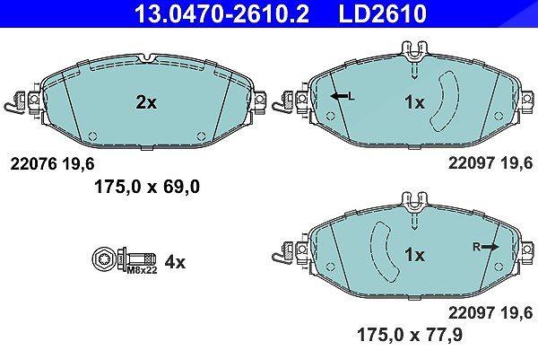 Ate CERAMIC Bremsbelagsatz vorne [Hersteller-Nr. 13.0470-2610.2] für Mercedes-Benz