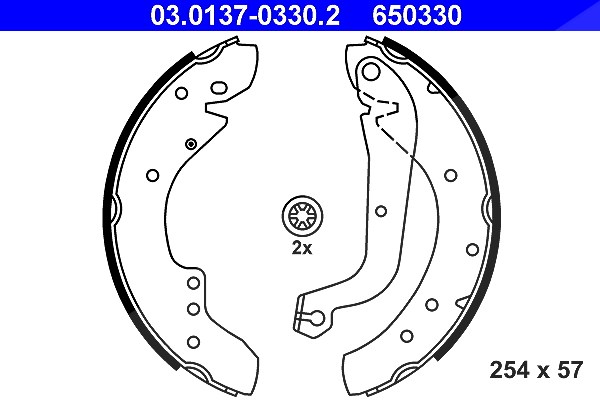 Ate Bremsbackensatz [Hersteller-Nr. 03.0137-0330.2] für Opel, Citroën, Renault, Fiat, Vauxhall, Peugeot, Alfa Romeo