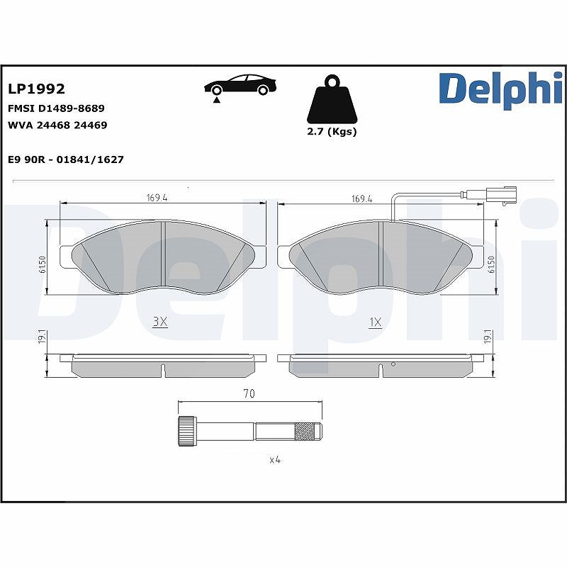 Delphi Bremsbeläge vorne (Satz) [Hersteller-Nr. LP1992] für Citroën, Fiat, Peugeot