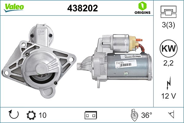 Valeo Starter [Hersteller-Nr. 438202] für Renault, Vauxhall, Opel, Nissan