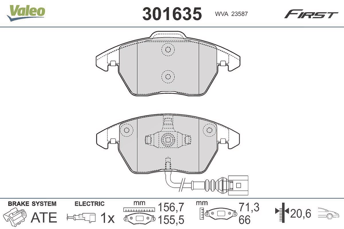 Valeo Bremsbelagsatz, Scheibenbremse [Hersteller-Nr. 301635] für Audi, VW, Seat, Skoda