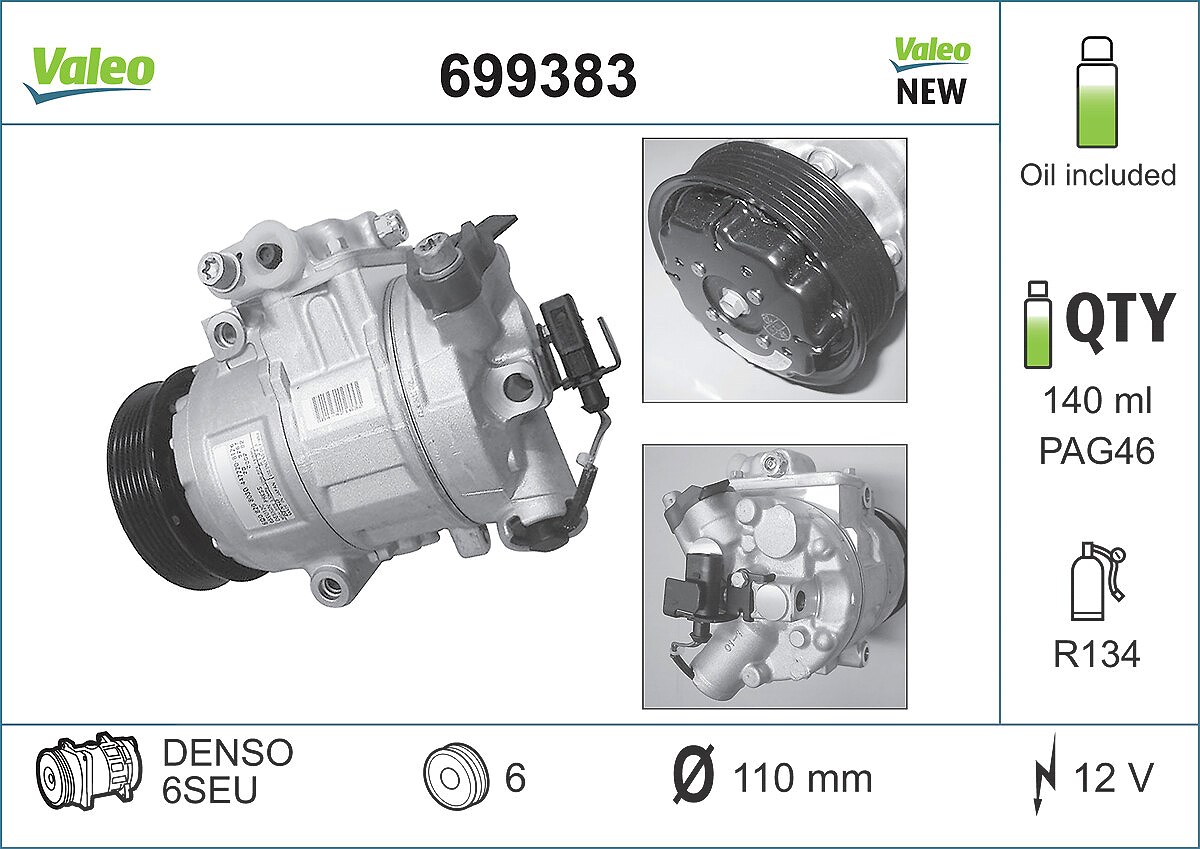 Valeo Kompressor, Klimaanlage [Hersteller-Nr. 699383] für VW, Audi, Skoda, Seat