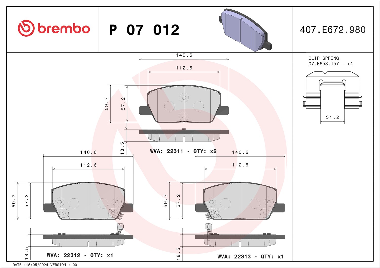 Für BREMBO P 07 012 Brake Pad Set, disc brake P 07 012 Brake pads set front , f - Bild 8