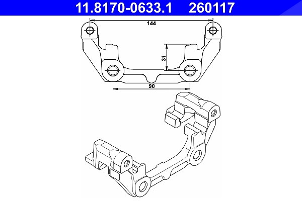 Ate Halter, Bremssattel [Hersteller-Nr. 11.8170-0633.1] für Vauxhall, Saab, Opel
