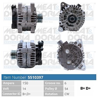 Meat & Doria Generator [Hersteller-Nr. 5510397] für Lancia, Suzuki, Alfa Romeo, Peugeot, Citroën, Fiat