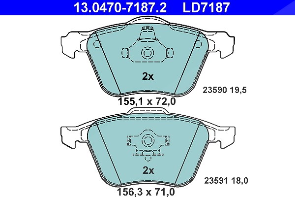 Ate CERAMIC Bremsbelagsatz vorne [Hersteller-Nr. 13.0470-7187.2] für Volvo