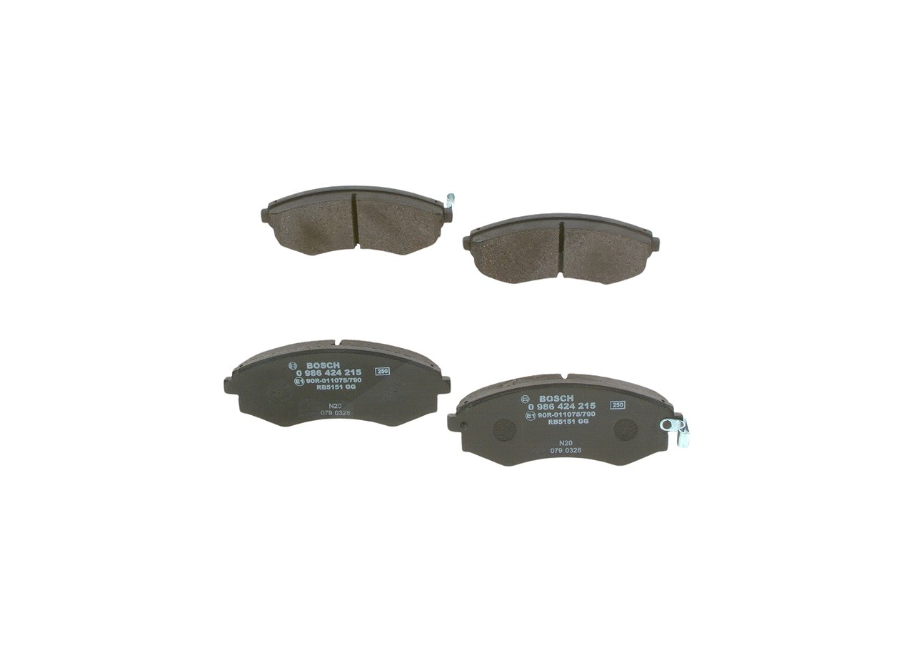 Bosch Bremsbelagsatz, Scheibenbremse [Hersteller-Nr. 0986424215] für Kia, Ssangyong, Hyundai, Nissan
