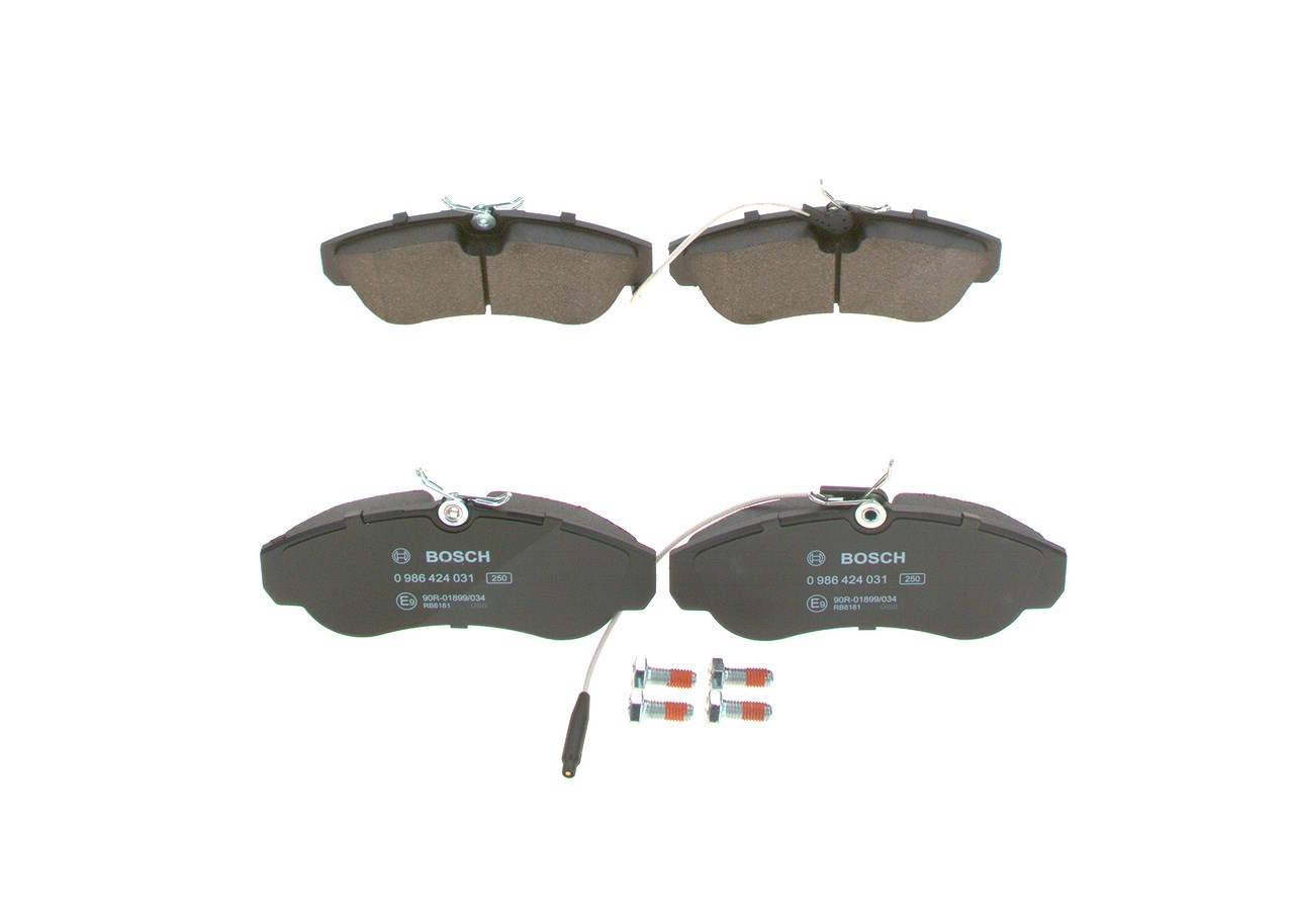 Bosch Bremsbelagsatz, Scheibenbremse [Hersteller-Nr. 0986424031] für Peugeot, Fiat, Citroën