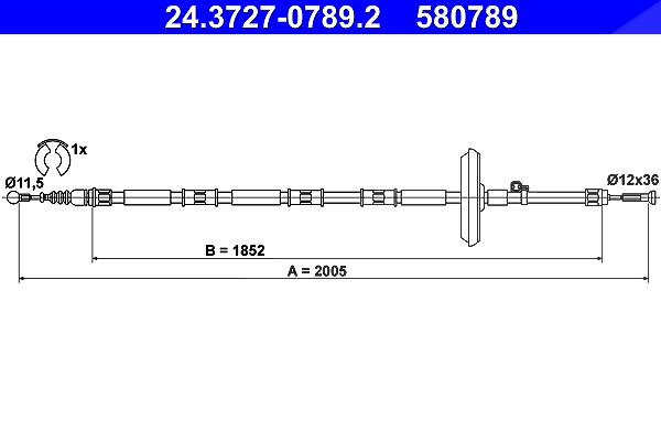 Ate Seilzug, Feststellbremse [Hersteller-Nr. 24.3727-0789.2] für Vauxhall, Opel