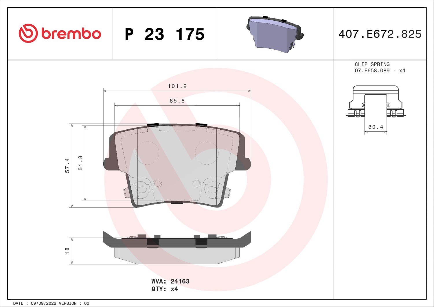 Brembo Bremsbelagsatz, Scheibenbremse [Hersteller-Nr. P23175] für Chrysler, Lancia, Dodge