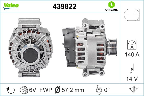 Valeo Generator [Hersteller-Nr. 439822] für Skoda, VW, Seat, Audi