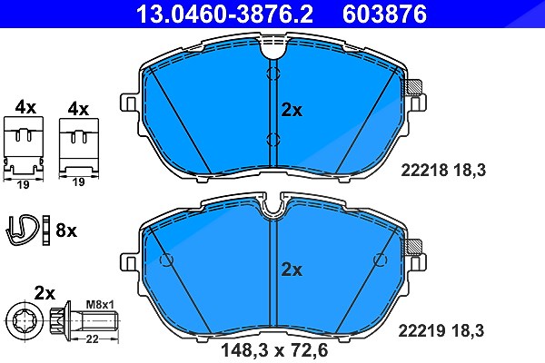 Ate Bremsbelagsatz, Scheibenbremse [Hersteller-Nr. 13.0460-3876.2] für Citroën, Peugeot, Opel, Vauxhall, Ds