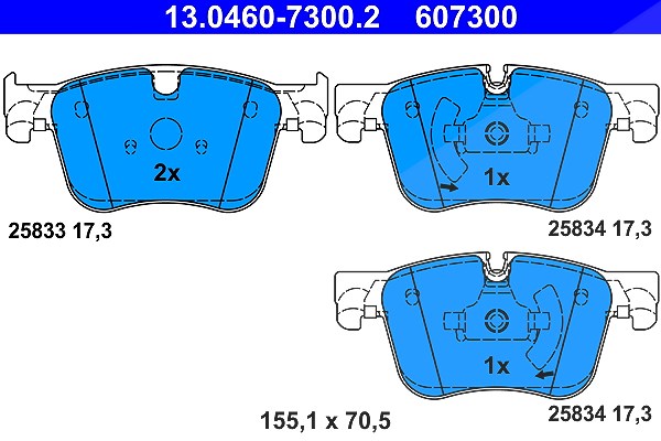Ate Bremsbeläge vorne (Satz) [Hersteller-Nr. 13.0460-7300.2] für Peugeot, Citroën
