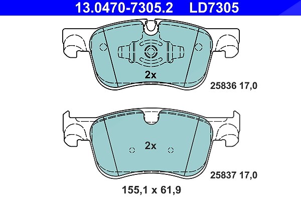 Ate CERAMIC Bremsbelagsatz vorne [Hersteller-Nr. 13.0470-7305.2] für Citroën