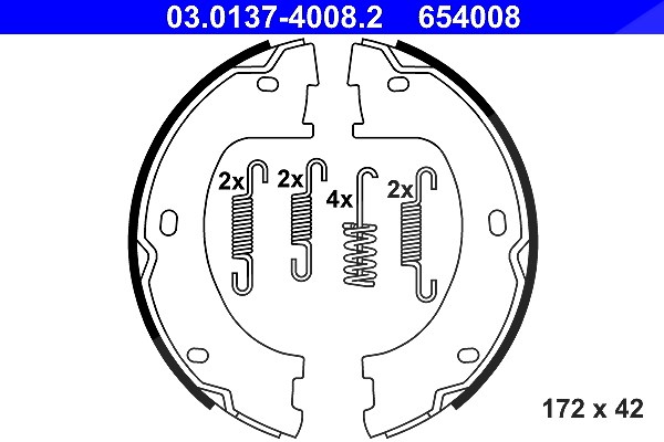 Ate Bremsbackensatz, Feststellbremse [Hersteller-Nr. 03.0137-4008.2] für Mercedes-Benz, VW