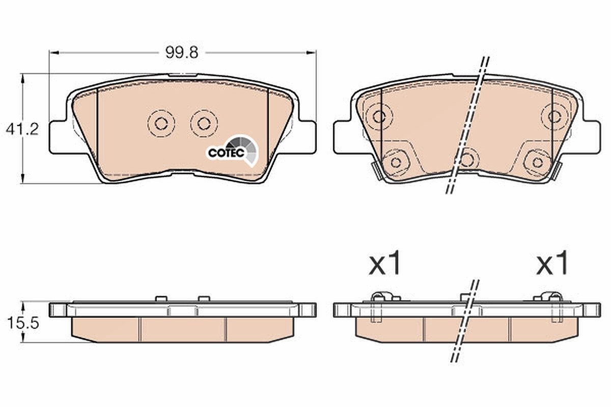 Trw Bremsbeläge hinten (Satz) [Hersteller-Nr. GDB3537] für Kia, Hyundai, Toyota