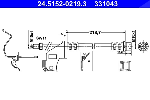 Ate Bremsschlauch [Hersteller-Nr. 24.5152-0219.3] für Opel, Vauxhall