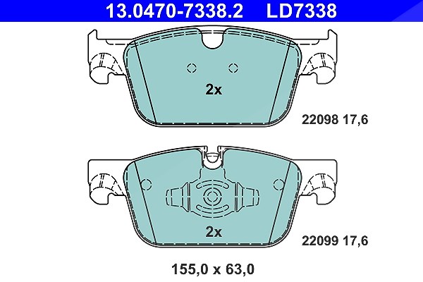Ate CERAMIC Bremsbelagsatz vorne [Hersteller-Nr. 13.0470-7338.2] für Volvo