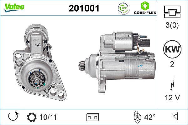 Valeo Starter [Hersteller-Nr. 201001] für Seat, VW, Skoda, Audi
