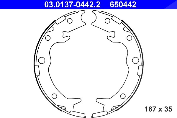 Ate Bremsbackensatz, Feststellbremse [Hersteller-Nr. 03.0137-0442.2] für Honda