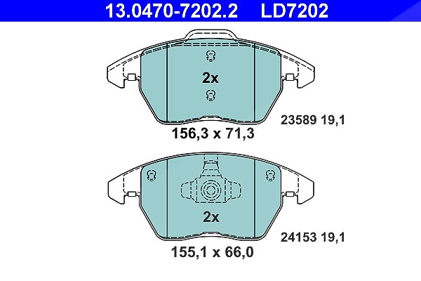 Ate CERAMIC Bremsbelagsatz vorne [Hersteller-Nr. 13.0470-7202.2] für Peugeot, Citroën