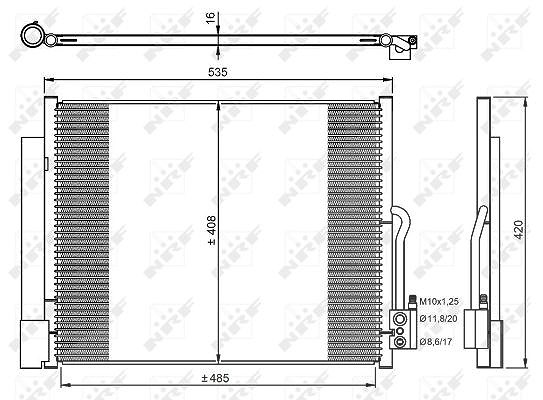 Nrf Kondensator, Klimaanlage [Hersteller-Nr. 350053] für Vauxhall, Opel
